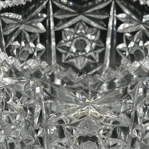 Ice Bucket Crystal Clear Glass w/Saw Tooth Edges & Knob Handles Vintage - Picture 5 of 9